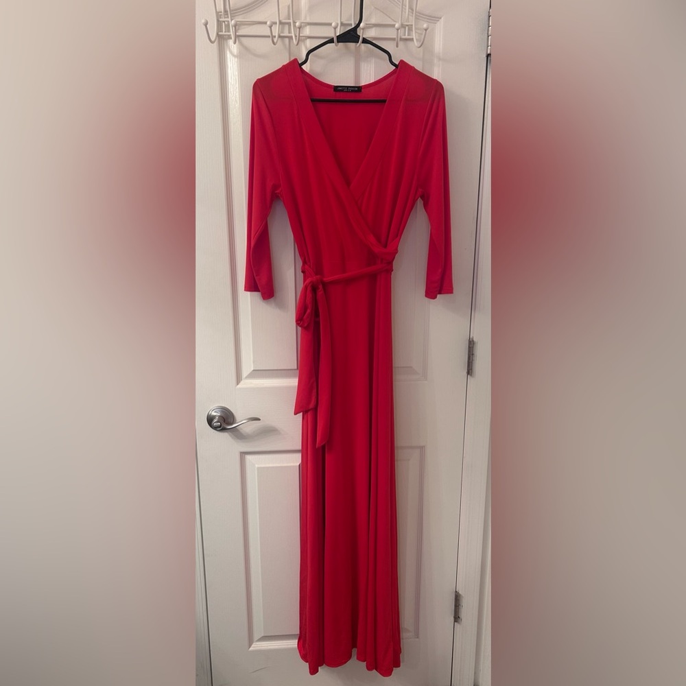 Red Maxi Wrap Dress